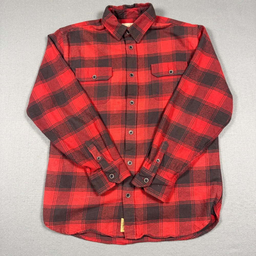 Jachs NY Mens Buffalo Plaid Flannel Shirt Red Black Button Down Medium